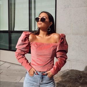 Pink velvet Revolve blouse